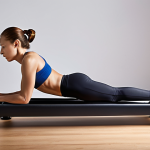 Pilates Reformer in Action**

Prompt: *Pilates reformer machine, woman exercising, springs visible, studio setting, dynamic movement, focus on core engagement, bright lighting, detailed anatomy, fitness concept.*

**