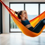 요가 스윙과 일반 요가 매트 차이 - **Prompt for Aerial Yoga: "Gravity's Embrace and Joyful Flight"**
    "A slender, athletic woman in ...